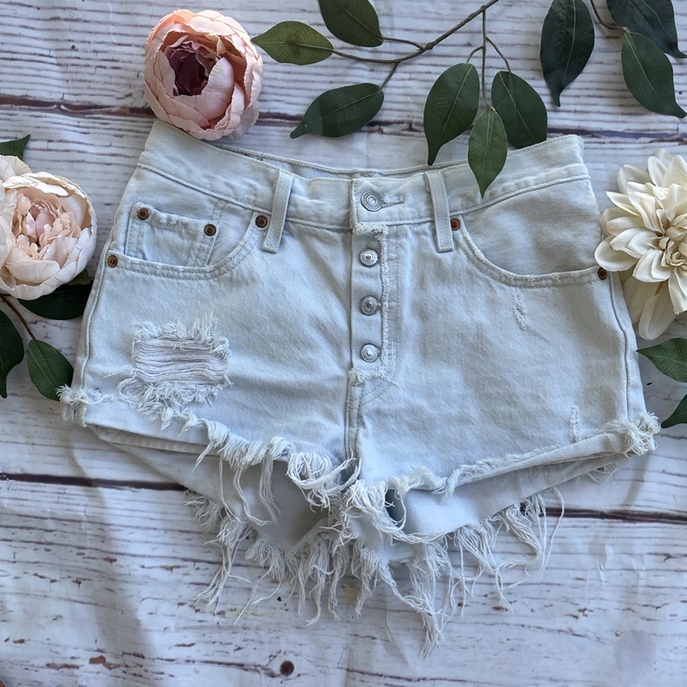 Levi’s shorts size 27 light blue cutoff denim distressed